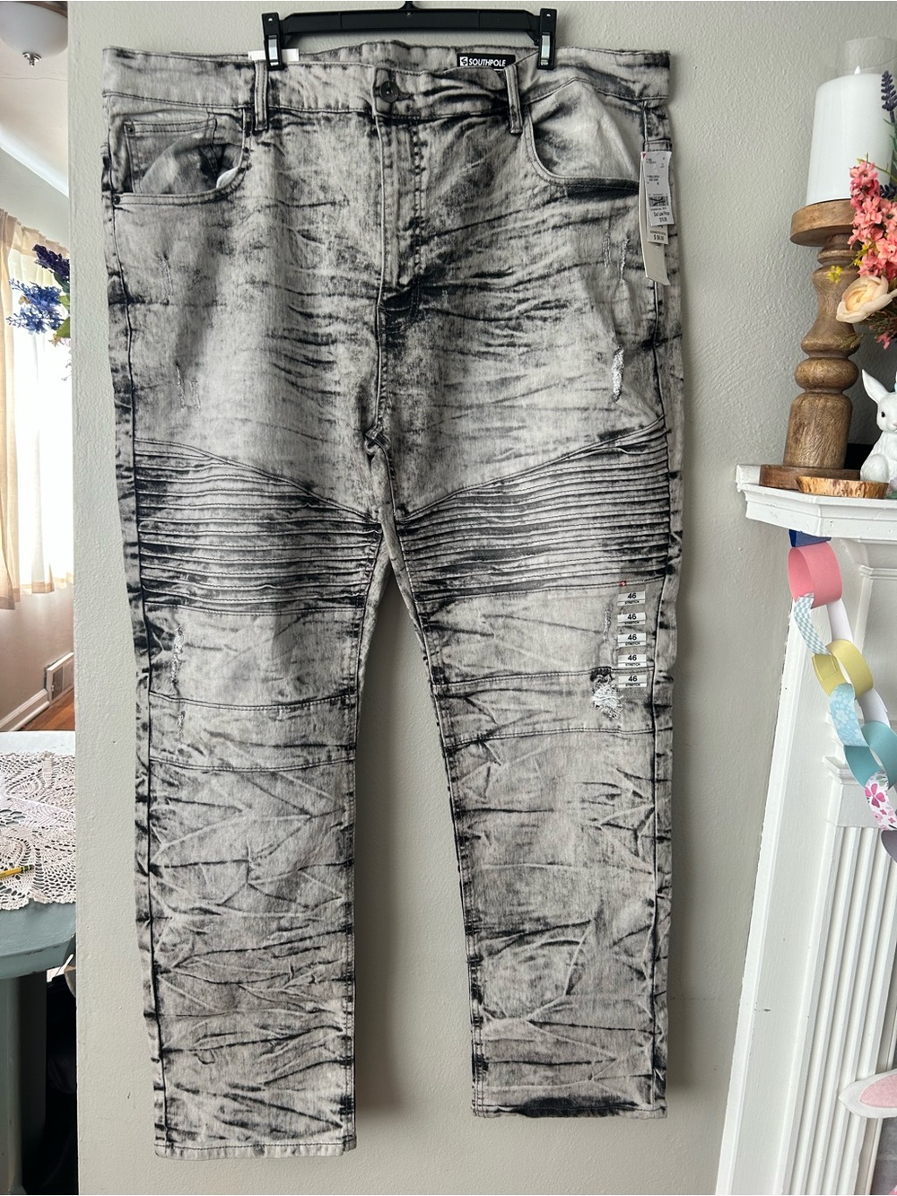 Southpole Active Flex Moto Jeans NWT 46 Grey Black